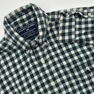 Ralph Lauren Sportsman Green Buffalo Check Cotton Button Down Shirt Mens